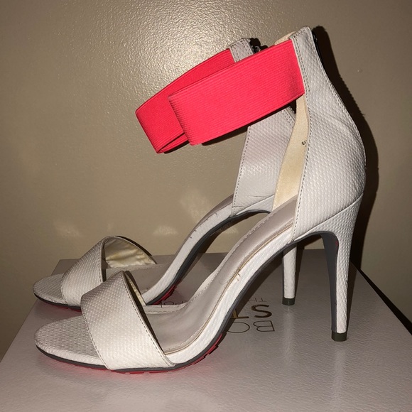 H&M Shoes - H&M white with neon ankle wrap heels H&M Shoes - H&M white with neon ankle wrap heels